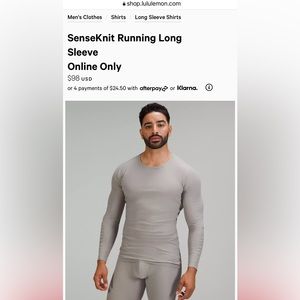 Lululemon Men’s XL SenseKnit Running Long Sleeve Gull Grey NWOT